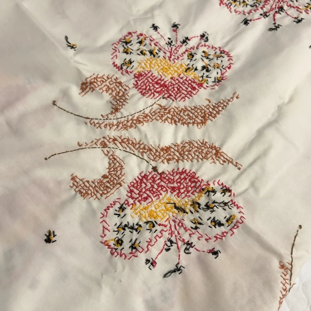Beautiful Vtg Embroidery Cross-stitch Flower Floral 49